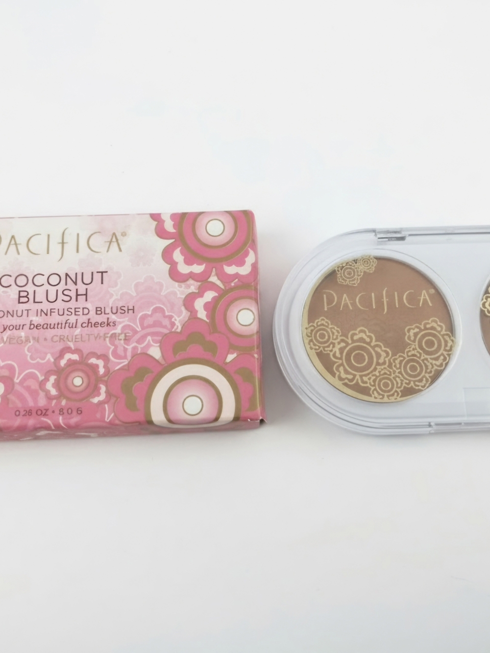 Pacifica Coconut Blush Duo - Pink & Bronze Floral Compact